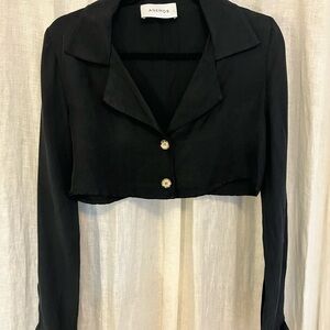 Anemos Black Cropped Linen Long Sleeve